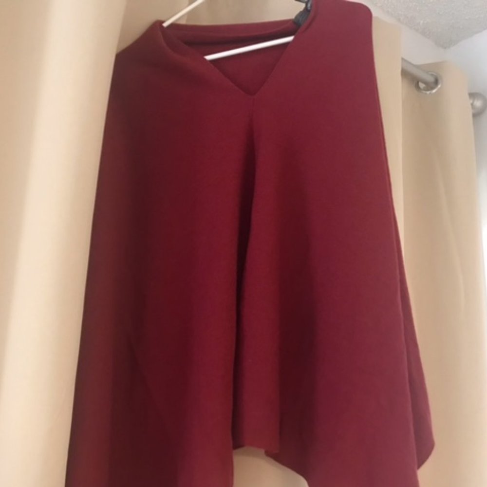 Eileen Fisher Eileen Fisher Burgundy Merino Wool poncho Cardigan - Almost New